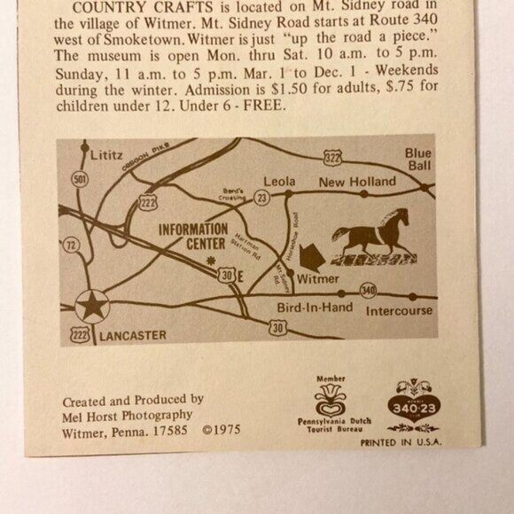 Vintage Folk Craft Museum Pennsylvania Dutch Gallery  Travel Brochure Americana - Picture 11 of 12